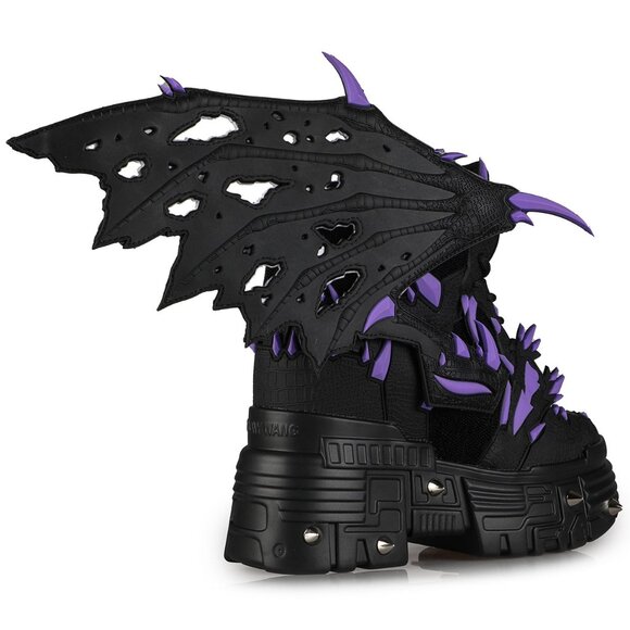 Anthony Wang PURPLE LEMON Dragon Wing Black Platform Sneakers - Picture 6 of 6